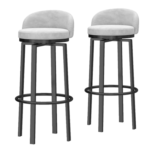 RiouPsithuric 2er-Set drehbare Barhocker aus Samt, dick gepolsterte Küchenstühle mit niedriger Rückenlehne und Fußstütze, ideal für die Frühstücksbar auf der Heiminsel, 65 cm Sitzhöhe, weiß RiouPsithuric 2er-Set drehbare Barhocker aus Samt, dick gepolsterte Küchenstühle mit niedriger Rückenlehne und Fußstütze, ideal für die Frühstücksbar auf der Heiminsel, 65 cm Sitzhöhe, weiß von RiouPsithuric