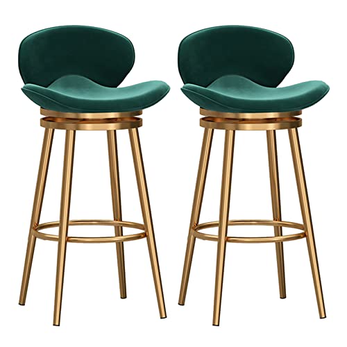 RiouPsithuric 2er-Set drehbare Barhocker aus Samt in Thekenhöhe mit Rückenlehne, 75 cm Sitzhöhe, stilvolle grüne Polsterung, goldene Metallbeine für Kücheninsel oder Esszimmer RiouPsithuric 2er-Set drehbare Barhocker aus Samt in Thekenhöhe mit Rückenlehne, 75 cm Sitzhöhe, stilvolle grüne Polsterung, goldene Metallbeine für Kücheninsel oder Esszimmer von RiouPsithuric