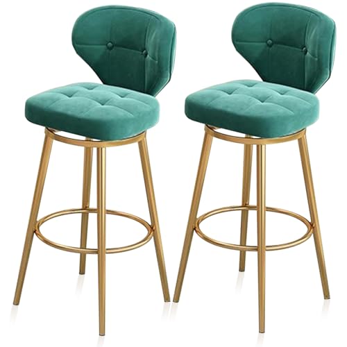RiouPsithuric 2er-Set drehbare Barhocker aus grünem Samt, 65 cm Thekenhöhe, Stühle mit Rückenlehne, goldene Metallbeine für Kücheninsel, Pub, Café, Restaurant – stilvoll und bequem RiouPsithuric 2er-Set drehbare Barhocker aus grünem Samt, 65 cm Thekenhöhe, Stühle mit Rückenlehne, goldene Metallbeine für Kücheninsel, Pub, Café, Restaurant – stilvoll und bequem von RiouPsithuric