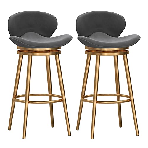 RiouPsithuric 2er-Set drehbare Barhocker in Thekenhöhe, Samtpolsterung mit Rückenlehne, 65 cm Sitzhöhe, stilvolle grau-goldene Metallbeine für Kücheninsel oder Esszimmer RiouPsithuric 2er-Set drehbare Barhocker in Thekenhöhe, Samtpolsterung mit Rückenlehne, 65 cm Sitzhöhe, stilvolle grau-goldene Metallbeine für Kücheninsel oder Esszimmer von RiouPsithuric