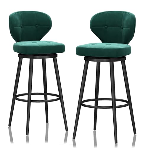 RiouPsithuric 2er-Set drehbare Barhocker mit Rückenlehne, gepolsterte Küchenthekenhocker, 65 cm Höhe, Moderne grüne Stühle mit Metallbeinen für Esszimmer und Zuhause RiouPsithuric 2er-Set drehbare Barhocker mit Rückenlehne, gepolsterte Küchenthekenhocker, 65 cm Höhe, Moderne grüne Stühle mit Metallbeinen für Esszimmer und Zuhause von RiouPsithuric