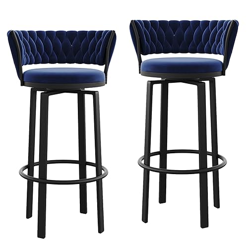 RiouPsithuric 2er-Set drehbare Barhocker mit geflochtener Rückenlehne, Fußstütze, 65 cm Höhe – Stilvolle Kücheninsel- und Kneipenstühle in Blau für Restaurants und Bistros RiouPsithuric 2er-Set drehbare Barhocker mit geflochtener Rückenlehne, Fußstütze, 65 cm Höhe – Stilvolle Kücheninsel- und Kneipenstühle in Blau für Restaurants und Bistros von RiouPsithuric