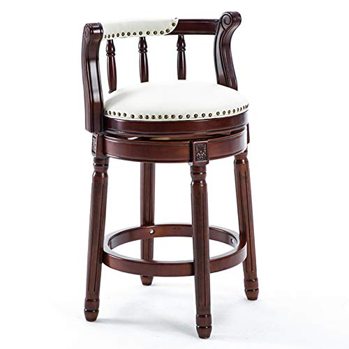 RiouPsithuric 360° drehbare Barhocker, Esszimmerstühle aus Leder in Thekenhöhe, stilvolle weiße Sitze für Küche und Wohnzimmer, verstellbar 25,6"/29,5" (65 cm) von RiouPsithuric