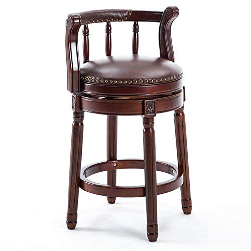 RiouPsithuric 360° drehbare Barhocker, Esszimmerstühle in Thekenhöhe mit Ledersitz, perfekt für Wohnzimmer und Esszimmer, braunes Finish, verstellbar 25,6"/29,5" (65 cm) von RiouPsithuric