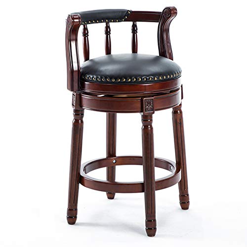RiouPsithuric 360° drehbare Barhocker, Esszimmerstühle in Thekenhöhe mit Ledersitz, perfekt für & Wohnzimmer, verstellbare Höhe 25,6"/29,5", stilvolles schwarzes Finish, 65 cm von RiouPsithuric