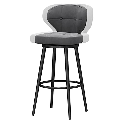 RiouPsithuric 360° drehbare Barhocker aus Samt, Stühle in Thekenhöhe mit Rückenlehne für Kücheninsel, rustikales Design, stabile Tragkraft von 136 kg, grau gepolsterter Hocker (65 cm) von RiouPsithuric