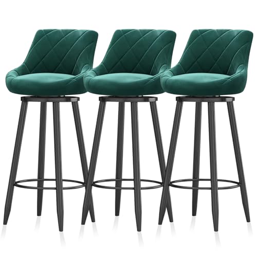 RiouPsithuric 3er-Set Barhocker aus Samt mit Rückenlehne – Drehstühle in Thekenhöhe, schwarzer Rahmen, armloses Design für Kücheninsel, Esszimmer, Pub, Wohnzimmer, stilvolles Grün RiouPsithuric 3er-Set Barhocker aus Samt mit Rückenlehne – Drehstühle in Thekenhöhe, schwarzer Rahmen, armloses Design für Kücheninsel, Esszimmer, Pub, Wohnzimmer, stilvolles Grün von RiouPsithuric