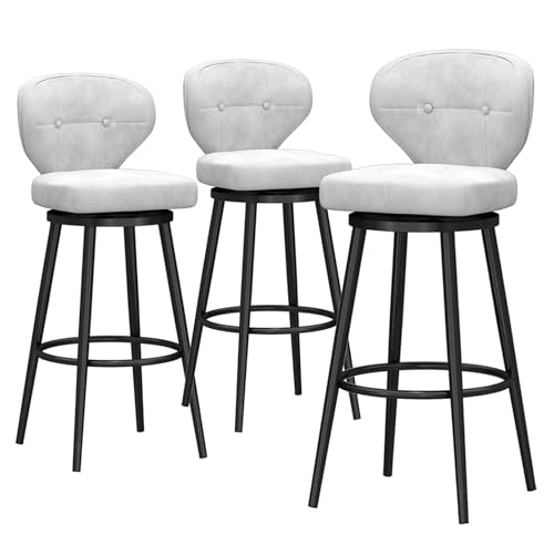 RiouPsithuric 3er-Set Barhocker in Samthöhe – Moderne Drehstühle mit Rückenlehne für Küchentheke und Pub zu Hause, 65 cm Sitzhöhe, stilvolles weißes Polsterdesign RiouPsithuric 3er-Set Barhocker in Samthöhe – Moderne Drehstühle mit Rückenlehne für Küchentheke und Pub zu Hause, 65 cm Sitzhöhe, stilvolles weißes Polsterdesign von RiouPsithuric