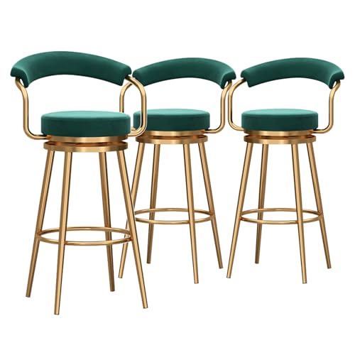 RiouPsithuric 3er-Set Moderne drehbare Thekenhocker – gepolsterte Barstühle mit hohler Rückenlehne für Kücheninsel im Landhausstil, 75 cm Sitzhöhe, grün von RiouPsithuric