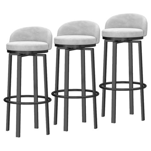 RiouPsithuric 3er-Set drehbare Barhocker, samtgepolsterte Küchenstühle mit Fußstütze und niedriger Rückenlehne, ideal für die Frühstücksinsel zu Hause, 65 cm Sitzhöhe, weiß RiouPsithuric 3er-Set drehbare Barhocker, samtgepolsterte Küchenstühle mit Fußstütze und niedriger Rückenlehne, ideal für die Frühstücksinsel zu Hause, 65 cm Sitzhöhe, weiß von RiouPsithuric