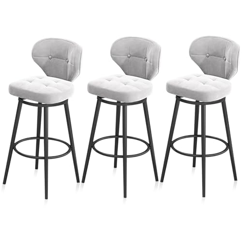 RiouPsithuric 3er-Set drehbare Barhocker aus Samt, 75 cm Thekenhöhe, Kücheninselstühle mit Rückenlehne, stilvolle Schwarze Metallbeine für Zuhause, Pub, Café, Restaurant – Weiß RiouPsithuric 3er-Set drehbare Barhocker aus Samt, 75 cm Thekenhöhe, Kücheninselstühle mit Rückenlehne, stilvolle Schwarze Metallbeine für Zuhause, Pub, Café, Restaurant – Weiß von RiouPsithuric
