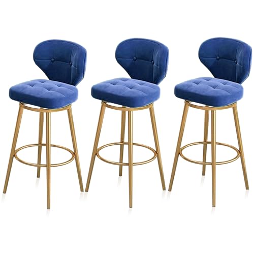 RiouPsithuric 3er-Set drehbare Barhocker aus Samt in Thekenhöhe mit Rückenlehne, goldenen Metallbeinen für Kücheninsel, Pub, Café – stilvolle Blaue 75-cm-Sitzfläche RiouPsithuric 3er-Set drehbare Barhocker aus Samt in Thekenhöhe mit Rückenlehne, goldenen Metallbeinen für Kücheninsel, Pub, Café – stilvolle Blaue 75-cm-Sitzfläche von RiouPsithuric