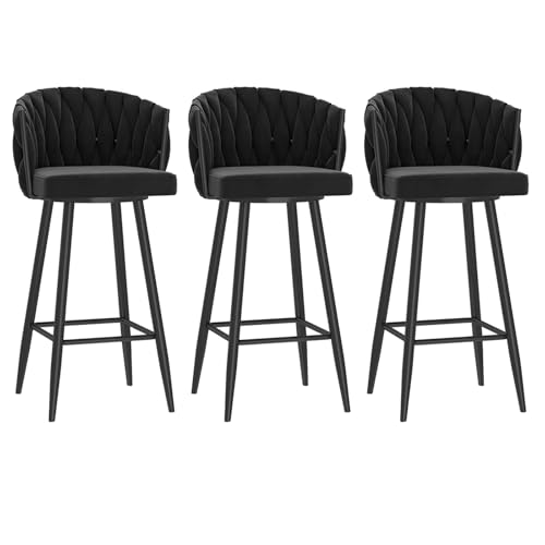 RiouPsithuric 3er-Set drehbare Barhocker aus Samt mit gewebter Rückenlehne, Thekenhöhe 75 cm, stilvolle Sitzgelegenheit für die Kücheninsel, modernes schwarzes Design für Esszimmer oder Zuhause RiouPsithuric 3er-Set drehbare Barhocker aus Samt mit gewebter Rückenlehne, Thekenhöhe 75 cm, stilvolle Sitzgelegenheit für die Kücheninsel, modernes schwarzes Design für Esszimmer oder Zuhause von RiouPsithuric