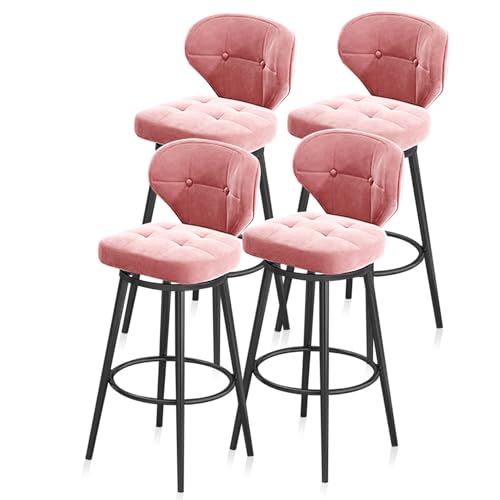 RiouPsithuric 4er-Set, drehbare Barhocker in Thekenhöhe mit Rückenlehne aus Samt, rosa Kücheninsel, Schwarze Metallbeine für Pub, Café, Restaurant – 65 cm hoch RiouPsithuric 4er-Set, drehbare Barhocker in Thekenhöhe mit Rückenlehne aus Samt, rosa Kücheninsel, Schwarze Metallbeine für Pub, Café, Restaurant – 65 cm hoch von RiouPsithuric