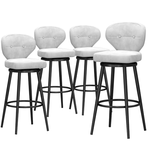 RiouPsithuric 4er-Set Moderne Barhocker aus Samt mit Rückenlehne, 75 cm hohe Drehstühle für Küchentheke und Pub zu Hause, stilvolle gepolsterte Sitzhöhe, weiß RiouPsithuric 4er-Set Moderne Barhocker aus Samt mit Rückenlehne, 75 cm hohe Drehstühle für Küchentheke und Pub zu Hause, stilvolle gepolsterte Sitzhöhe, weiß von RiouPsithuric