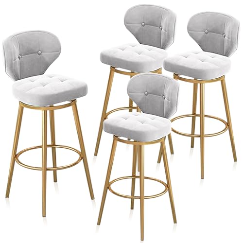RiouPsithuric 4er-Set Moderne Barhocker aus Samt mit goldenem Fuß, Küchenstühle mit Thekenhöhe und Rückenlehne für das Esszimmer, stilvolles weißes Drehdesign, 75 cm RiouPsithuric 4er-Set Moderne Barhocker aus Samt mit goldenem Fuß, Küchenstühle mit Thekenhöhe und Rückenlehne für das Esszimmer, stilvolles weißes Drehdesign, 75 cm von RiouPsithuric