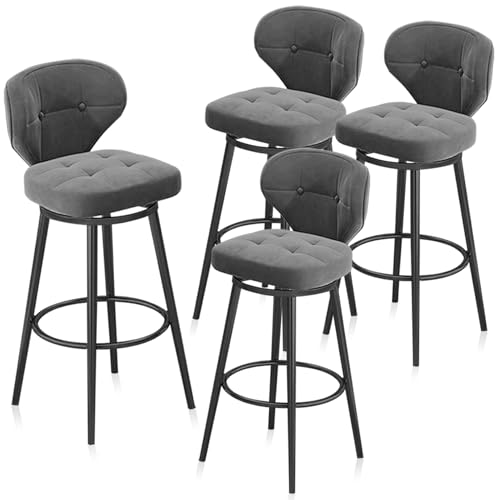 RiouPsithuric 4er-Set Moderne drehbare Barhocker, armlose Thekenstühle mit Rückenlehne und Fußstütze, Metallbeine für Kücheninsel, Pub, Restaurant, Grau, 75 cm RiouPsithuric 4er-Set Moderne drehbare Barhocker, armlose Thekenstühle mit Rückenlehne und Fußstütze, Metallbeine für Kücheninsel, Pub, Restaurant, Grau, 75 cm von RiouPsithuric