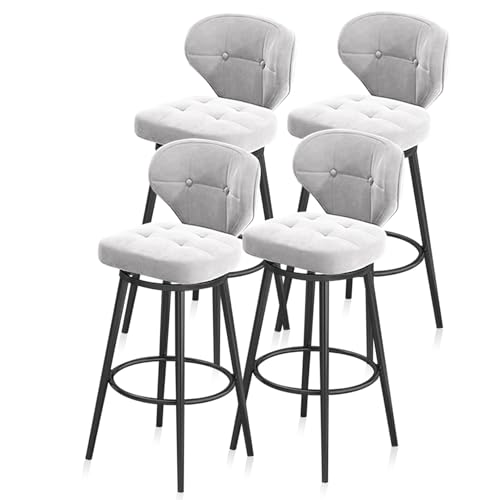 RiouPsithuric 4er-Set drehbare Barhocker aus Samt, 75 cm Thekenhöhe mit Rückenlehne, stilvolle Sitzgelegenheit für Kücheninseln, Schwarze Metallbeine für Pub, Café und Restaurant, weiße Polsteru RiouPsithuric 4er-Set drehbare Barhocker aus Samt, 75 cm Thekenhöhe mit Rückenlehne, stilvolle Sitzgelegenheit für Kücheninseln, Schwarze Metallbeine für Pub, Café und Restaurant, weiße Polsteru von RiouPsithuric
