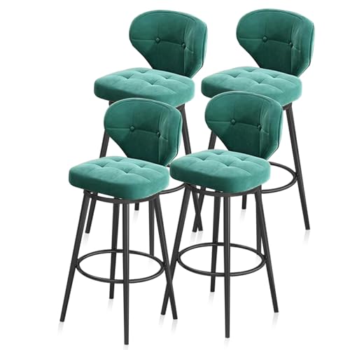 RiouPsithuric 4er-Set drehbare Barhocker aus grünem Samt mit Rückenlehne, 65 cm hohe Thekenhocker, Schwarze Metallbeine für Kücheninsel, Pub, Café, Restaurantbestuhlung RiouPsithuric 4er-Set drehbare Barhocker aus grünem Samt mit Rückenlehne, 65 cm hohe Thekenhocker, Schwarze Metallbeine für Kücheninsel, Pub, Café, Restaurantbestuhlung von RiouPsithuric