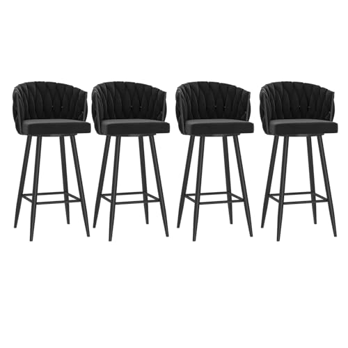RiouPsithuric 4er-Set drehbare Barhocker in Thekenhöhe mit gewebter Rückenlehne – Moderne Küchenstühle aus Samt für die Kücheninsel, 65 cm Sitzhöhe, stilvolles schwarzes Design RiouPsithuric 4er-Set drehbare Barhocker in Thekenhöhe mit gewebter Rückenlehne – Moderne Küchenstühle aus Samt für die Kücheninsel, 65 cm Sitzhöhe, stilvolles schwarzes Design von RiouPsithuric