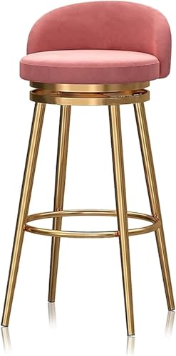 RiouPsithuric Barhocker-Set aus Samt – Elegante gepolsterte Kücheninselstühle mit Rückenlehne und Fußstütze aus goldenem Metall, Esszimmerstühle in Thekenhöhe für Moderne Wohnkultur von RiouPsithuric
