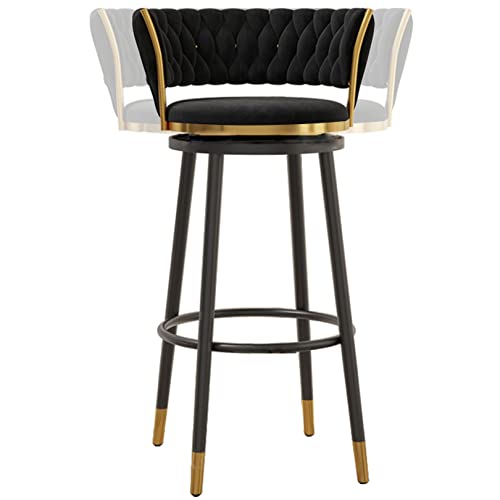 RiouPsithuric Barhocker aus Samt, 360° drehbar, Stühle in Thekenhöhe – Moderne Kücheninsel für Esszimmer und Zuhause, stilvolles schwarzes Design (65 cm, 1 Stück) von RiouPsithuric