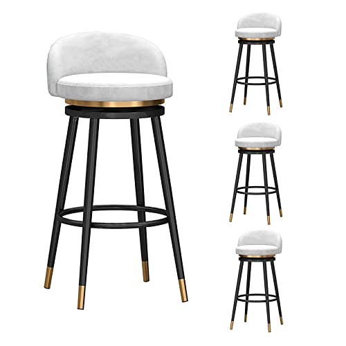 RiouPsithuric Drehbare Barhocker aus Samt in Thekenhöhe mit Rückenlehne – Frühstückssitzmöbel im Landhausstil, bequemes modernes Design, perfekt für Küche und Esszimmer von RiouPsithuric