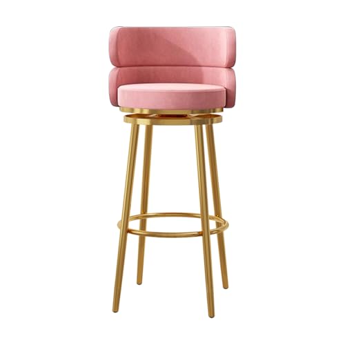 RiouPsithuric Drehbarer Barhocker, 1 Stück, Retro-Küchenstuhl aus rosa Samt mit Rückenlehne, Thekenhöhe 65 cm, ideal für Insel- und Hausbar, stilvolle, Bequeme Sitzgelegenheit RiouPsithuric Drehbarer Barhocker, 1 Stück, Retro-Küchenstuhl aus rosa Samt mit Rückenlehne, Thekenhöhe 65 cm, ideal für Insel- und Hausbar, stilvolle, Bequeme Sitzgelegenheit von RiouPsithuric