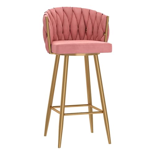 RiouPsithuric Drehbarer Barhocker, 1 Stück – 360° drehbarer Stuhl in Thekenhöhe mit Rückenlehne, gepolsterter Samt in Rosa, goldene Metallbeine und Fußstütze, ideal für Kücheninsel und Kneipe, S RiouPsithuric Drehbarer Barhocker, 1 Stück – 360° drehbarer Stuhl in Thekenhöhe mit Rückenlehne, gepolsterter Samt in Rosa, goldene Metallbeine und Fußstütze, ideal für Kücheninsel und Kneipe, S von RiouPsithuric