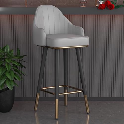 RiouPsithuric Drehbarer Barhocker – Thekenhöhe, schwarzer Lederstuhl mit Rückenlehne und Metallbeinen, Landhausstil, 75 cm für Küche und Esszimmer, Moderne, Bequeme Sitzgelegenheiten von RiouPsithuric