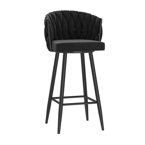 RiouPsithuric Drehbarer Barhocker aus Samt, 1 Stück, gepolsterter Stuhl in Thekenhöhe für Kücheninseln, armloses Design mit Fußstütze und gewebter Rückenlehne, 75 cm Sitzhöhe, Schwarz RiouPsithuric Drehbarer Barhocker aus Samt, 1 Stück, gepolsterter Stuhl in Thekenhöhe für Kücheninseln, armloses Design mit Fußstütze und gewebter Rückenlehne, 75 cm Sitzhöhe, Schwarz von RiouPsithuric
