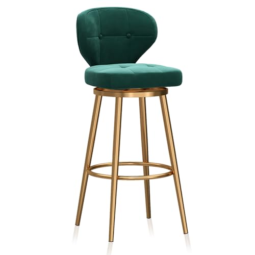 RiouPsithuric Drehbarer Barhocker aus Samt, 1er-Set, Thekenhöhe mit Rückenlehne, stilvolle grüne Sitzfläche für Kücheninseln, goldene Metallbeine für Pub, Café, Restaurant – 65 cm RiouPsithuric Drehbarer Barhocker aus Samt, 1er-Set, Thekenhöhe mit Rückenlehne, stilvolle grüne Sitzfläche für Kücheninseln, goldene Metallbeine für Pub, Café, Restaurant – 65 cm von RiouPsithuric