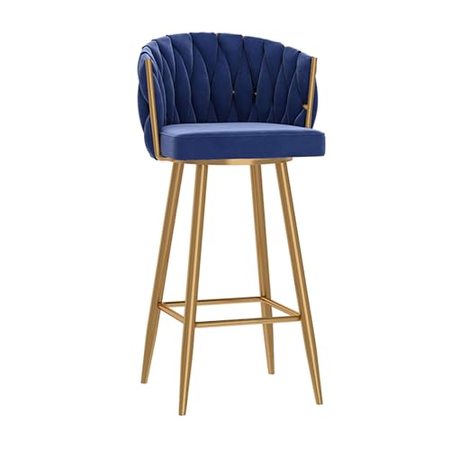 RiouPsithuric Drehbarer Barhocker aus Samt, Thekenhöhe 65 cm, gewebtes Rückendesign, Metallbeine, stilvoller Sitz für Kücheninsel und Esszimmer, blau gepolsterter Hocker für Kneipen und den Heim RiouPsithuric Drehbarer Barhocker aus Samt, Thekenhöhe 65 cm, gewebtes Rückendesign, Metallbeine, stilvoller Sitz für Kücheninsel und Esszimmer, blau gepolsterter Hocker für Kneipen und den Heim von RiouPsithuric