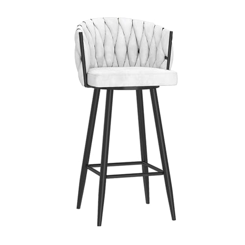 RiouPsithuric Drehbarer Barhocker aus Samt – Gepolsterter Stuhl in Thekenhöhe für Kücheninseln, armloses Design mit Fußstütze und gewebter Rückenlehne, 75 cm Sitzhöhe, stilvolles weißes Finish, RiouPsithuric Drehbarer Barhocker aus Samt – Gepolsterter Stuhl in Thekenhöhe für Kücheninseln, armloses Design mit Fußstütze und gewebter Rückenlehne, 75 cm Sitzhöhe, stilvolles weißes Finish, von RiouPsithuric