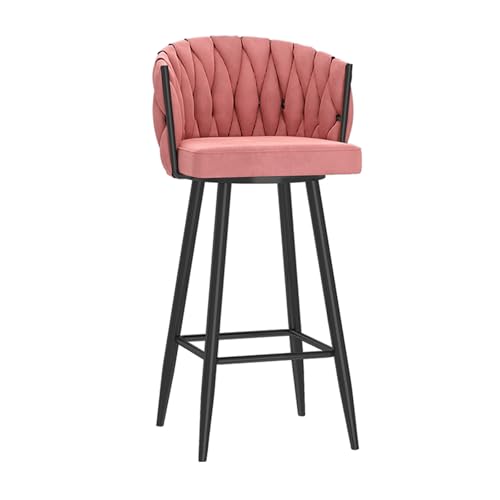 RiouPsithuric Drehbarer Barhocker aus rosa Samt – Gepolsterter Stuhl in Thekenhöhe für Kücheninseln, armloses Design mit Fußstütze und gewebter Rückenlehne, 75 cm Sitzhöhe, 1 Stück RiouPsithuric Drehbarer Barhocker aus rosa Samt – Gepolsterter Stuhl in Thekenhöhe für Kücheninseln, armloses Design mit Fußstütze und gewebter Rückenlehne, 75 cm Sitzhöhe, 1 Stück von RiouPsithuric