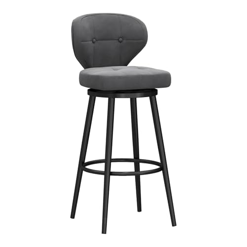 RiouPsithuric Drehbarer Barhocker im Mid-Century-Modern-Stil, Samtpolsterstuhl in Thekenhöhe mit Rückenlehne, 65 cm Sitzfläche für Esszimmer auf Kücheninseln, stilvoller Grauer Barhocker – 1 Stü RiouPsithuric Drehbarer Barhocker im Mid-Century-Modern-Stil, Samtpolsterstuhl in Thekenhöhe mit Rückenlehne, 65 cm Sitzfläche für Esszimmer auf Kücheninseln, stilvoller Grauer Barhocker – 1 Stü von RiouPsithuric
