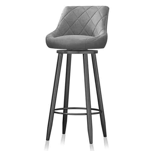 RiouPsithuric Drehbarer Barhocker mit Rückenlehne, Stuhl in Thekenhöhe aus Samt, schwarzer Rahmen, armloses Design, ideal für Kücheninsel, Pub, Esszimmer, Wohnzimmer – Farbe: Grau RiouPsithuric Drehbarer Barhocker mit Rückenlehne, Stuhl in Thekenhöhe aus Samt, schwarzer Rahmen, armloses Design, ideal für Kücheninsel, Pub, Esszimmer, Wohnzimmer – Farbe: Grau von RiouPsithuric
