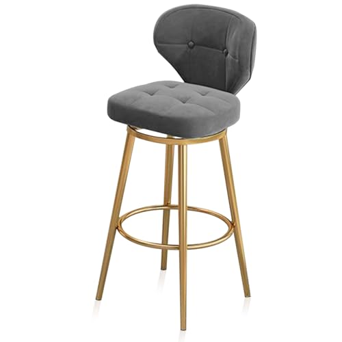 RiouPsithuric Grauer drehbarer Barhocker mit Rückenlehne – 65 cm hoher Thekenstuhl, Metallbeine, gepolsterte Sitzfläche, ideal für Frühstücksbars, Restaurants und Privatküchen, 1er-Set RiouPsithuric Grauer drehbarer Barhocker mit Rückenlehne – 65 cm hoher Thekenstuhl, Metallbeine, gepolsterte Sitzfläche, ideal für Frühstücksbars, Restaurants und Privatküchen, 1er-Set von RiouPsithuric