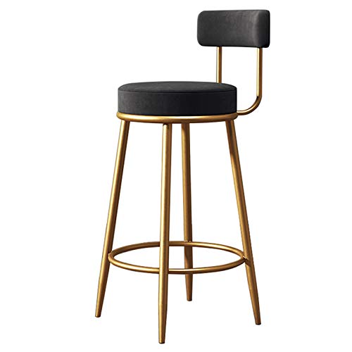 RiouPsithuric Luxuriöse Barhocker aus Samt – Gepolsterte Frühstücksstühle mit Fußstützen, Esszimmerstühle im modernen Design für Kücheninsel, Pub, Café, Wohnzimmer, Elegantes schwarzes Finish von RiouPsithuric