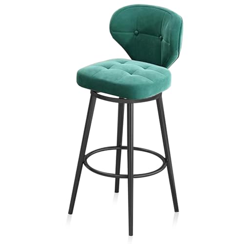 RiouPsithuric Luxuriöser, drehbarer Barhocker aus grünem Samt, Esszimmerstuhl in Thekenhöhe mit Rückenlehne, moderner hoher Hocker für Kücheninsel, Balkon, Café, Pub – 65 cm von RiouPsithuric