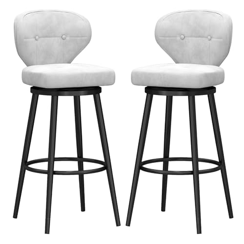 RiouPsithuric Moderne, drehbare Barhocker aus Samt, 2er-Set mit Fußstütze aus Metall, gepolsterte Stühle in Thekenhöhe für Kücheninsel und Pub, stilvolles weißes Design mit 75 cm hoher Rückenleh RiouPsithuric Moderne, drehbare Barhocker aus Samt, 2er-Set mit Fußstütze aus Metall, gepolsterte Stühle in Thekenhöhe für Kücheninsel und Pub, stilvolles weißes Design mit 75 cm hoher Rückenleh von RiouPsithuric