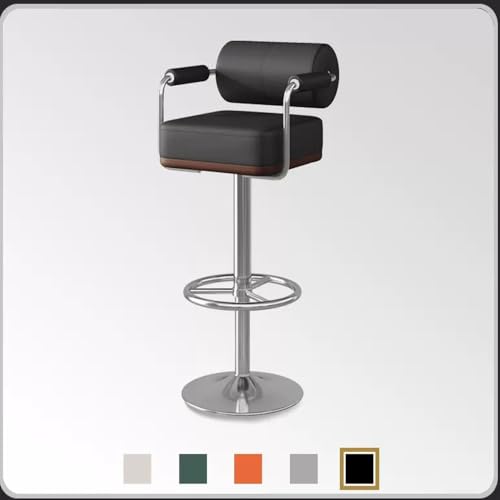 RiouPsithuric Moderne, verstellbare, orangefarbene Barhocker mit Drehfunktion – mit PU-Leder gepolsterte Thekenstühle mit Rückenlehne für Küche und Esszimmer, stilvolle Farboption in Schwarz RiouPsithuric Moderne, verstellbare, orangefarbene Barhocker mit Drehfunktion – mit PU-Leder gepolsterte Thekenstühle mit Rückenlehne für Küche und Esszimmer, stilvolle Farboption in Schwarz von RiouPsithuric