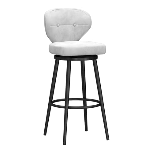 RiouPsithuric Moderne Barhocker aus Samt, 1er-Set – Hohe Drehstühle mit Rückenlehne für Küchentheke und Pub zu Hause, 65 cm Sitzhöhe, stilvolles weißes Polsterdesign von RiouPsithuric