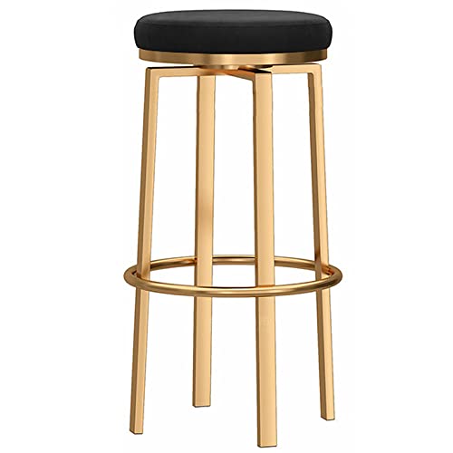 RiouPsithuric Moderne Barhocker aus Samt, 26/30 Zoll, Drehstühle in Thekenhöhe, gepolsterte Insel für Küche und Esszimmer (Schwarz, 75 cm) von RiouPsithuric