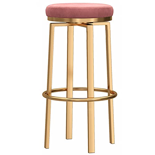 RiouPsithuric Moderne Barhocker aus Samt, 26/30 Zoll, drehbare Stühle in Thekenhöhe, gepolsterte Kücheninsel für das Esszimmer – Pink, bequem und stilvoll (65 cm) von RiouPsithuric