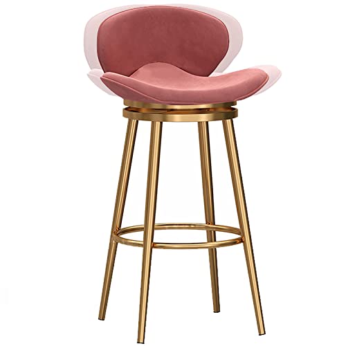 RiouPsithuric Moderne Barhocker aus Samt, 26/30 Zoll, mit Rückenlehne, 360°-Drehsitz, stilvolle Esszimmerstühle in Thekenhöhe für Kücheninsel, Pub, Wohnzimmer – Pink (65 cm) von RiouPsithuric