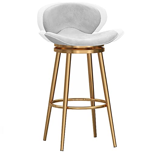 RiouPsithuric Moderne Barhocker aus Samt, 26/30 Zoll, mit Rückenlehne und 360°-Drehsitz, stilvolle Esszimmerstühle in Thekenhöhe für Kücheninsel, Pub-Wohnzimmer (weiß, 65 cm) von RiouPsithuric