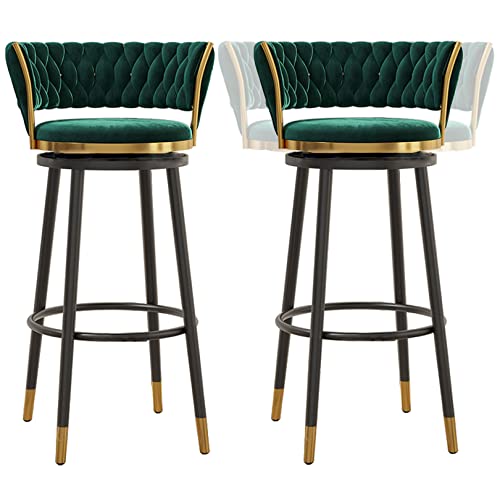 RiouPsithuric Moderne Barhocker aus Samt, 360° drehbar, Stühle in Thekenhöhe – Stilvolle grüne Insel für Küche, Esszimmer und Zuhause (2er-Set, 65 cm) von RiouPsithuric