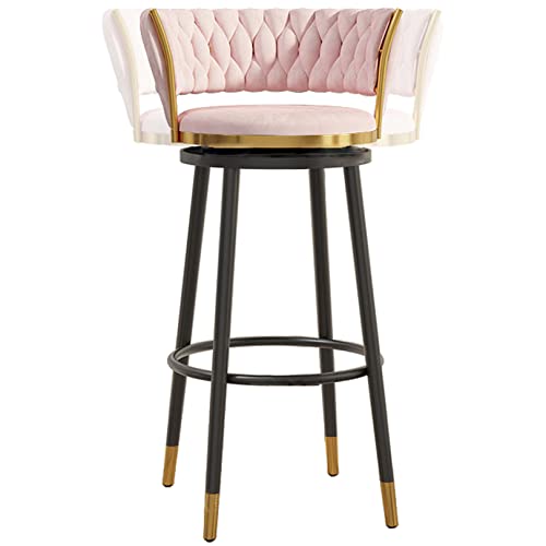 RiouPsithuric Moderne Barhocker aus Samt, 360° drehbar, Stühle in Thekenhöhe für Kücheninsel/Esszimmer/Zuhause – stilvolle rosa gepolsterte Sitzgelegenheiten (65 cm, 1 Stück) von RiouPsithuric