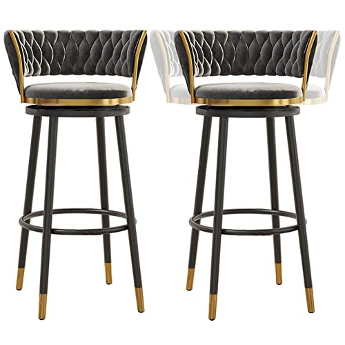 RiouPsithuric Moderne Barhocker aus Samt – 360° drehbare Thekenstühle für Küche/Esszimmer/Zuhause, stilvolle graue Inselsitzgelegenheit (2er-Set, 75 cm) von RiouPsithuric